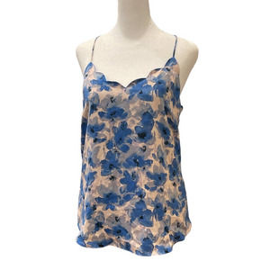 J. Crew  Top Blue Floral  Scalloped Cami Size 2